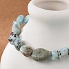 Natural Larimar Bead Stretch Bracelets BJEW-K213-65-4