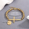 Cross & Flat Round with Saint Benedict 304 Stainless Steel Link Bracelets FS-WG3BB4A-01-1