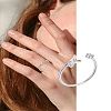 1Pc Letter Brass Rhinestone Open Cuff Rings for Women AJEW-LP0004-47L-S-1