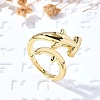 Whale Brass Cuff Rings for Women RJEW-Z085-01G-01-2