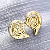 Brass Micro Pave Clear Cubic Zirconia Stud Earrings EJEW-H158-07B-G-1