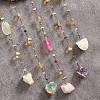 Copper Wire Wrapped Flower Natural & Synthetic Mixed Stone Chips Suncatchers HJEW-F027-05-4