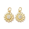 Brass Micro Pave Clear Cubic Zirconia Pendants KK-P349-10G-1