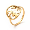 Ion Plating(IP) 201 Stainless Steel Flower of Life Finger Ring for Women RJEW-G266-22G-3