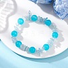 Baking Paint Imitation Jade Glass Round Beaded Stretch Bracelets for Women BJEW-JB12158-02-1