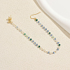 Brass Plastic Round Beads Long Stud Dangle Earrings for Women IU4158-4