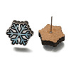 Christmas Printed Wood Stud Earrings for Women EJEW-U025-01J-1