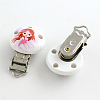 Human Pattern Printed Wooden Baby Pacifier Holder Clip with Iron Clasp WOOD-R241-14-1