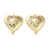 Rack Plating Brass Cubic Zirconia Heart Connector Charms KK-C084-08C-G-1