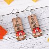 Turkey Pattern Wood Dangle Earrings FS-WGDB545-01-4