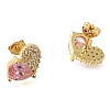 Brass Pave Cubic Zirconia Stud Earrings EJEW-M088-03G-02-2