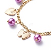 Alloy Enamel & Glass Pearl Charm Bracelet with 304 Stainless Steel Chains for Women BJEW-JB08707-04-5
