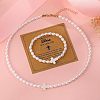 Plastic Imitation Pearl Oval Beads Bracelets & Necklaces Sets FS-WG9F44C-02-2