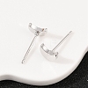 Brass Moon Stud Earrings for Women EJEW-G441-06A-P-3