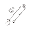 Rhodium Plated 925 Sterling Silver Ends with Chains STER-P050-04P-2
