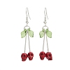 Brass Synthetic Turquoise Skull Dangle Earrings EJEW-JE06534-01-2