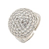 Real Platinum Plated Brass Micro Pave Clear Cubic Zirconia Cuff Rings RJEW-L113-017P-03-1