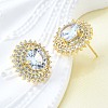Brass Micro Pave Clear Cubic Zirconia Stud Earrings for Women EJEW-F363-03G-5