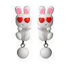 Lovely Design Handmade Polymer Clay Cute Rabbit Dangle Stud Earrings EJEW-F0070-13-1