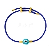 Lampwork Evil Eye & Brass Beaded Bangle BJEW-A008-01D-1