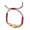 Adjustable 304 Stainless Steel Flat Round with Saint Benedict Braided Bead Bracelets for Women BJEW-K295-03G-01-4