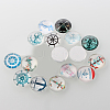 Helm &  Anchor Printed Glass Cabochons GGLA-A002-16mm-WW-1
