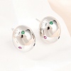 Oval Brass Micro Pave Cubic Zirconia Stud Earrings EJEW-Z164-17P-02-2