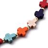 Cross Synthetic Turquoise Beaded Necklaces NJEW-JN03067-2