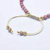 Natural Rhodochrosite Braided Bead Bracelets BJEW-I258-H02-2