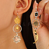 Alloy & Brass Sun with Moon Dangle Earrings FS-WG1C7D0-01-1