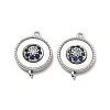 Brass Micro Pave Blue Cubic Zirconia and Shell Connector Pendants KK-B129-17P-1