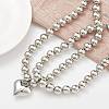 2Pcs 2 Styles Alloy Heart Pendant Necklaces Set NJEW-P319-02P-3