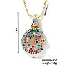 Brass Pave Colorful Cubic Zirconia Letter Pendant Box Chain Necklaces LS-NU0575-7-1