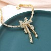 Bowknot Brass Micro Pave Cubic Zirconia Link Chain Bracelets for Women BJEW-A279-01G-3