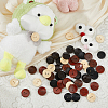 100Pcs 5 Colors 2-Hole Pearwood Buttons BUTT-HS0001-03-5