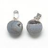 Natural Druzy Grey Agate Pendants G-Q494-06P-2