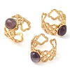 Oval Natural Amethyst Finger Rings RJEW-Z057-13G-03-4