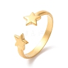 Ion Plating(IP) 304 Stainless Steel Double Star Open Cuff Ring for Women X-RJEW-K245-27G-3