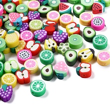 100Pcs Handmade Polymer Clay Fruit Theme Beads DIY-YW0002-41