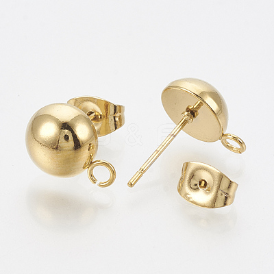 Ion Plating(IP) 201 Stainless Steel Stud Earring Findings STAS-Q225-16G-8mm-1