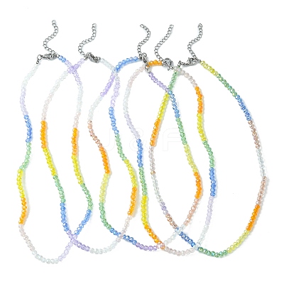 Glass Round Beaded Necklace NJEW-JN04318-1