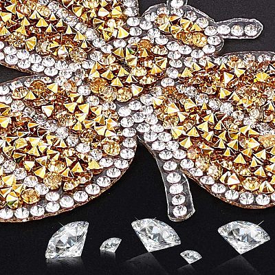 Rhinestones Sew on/Iron on Patches DIY-FG0001-38-1