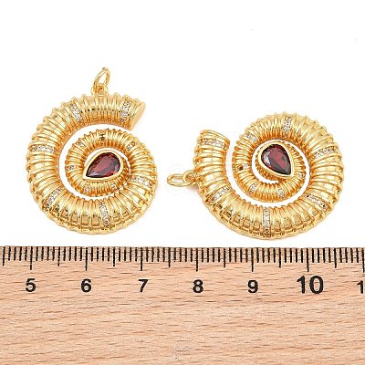 Brass Micro Pave FireBrick Cubic Zirconia Pendants CU-CBA3297-02G-1
