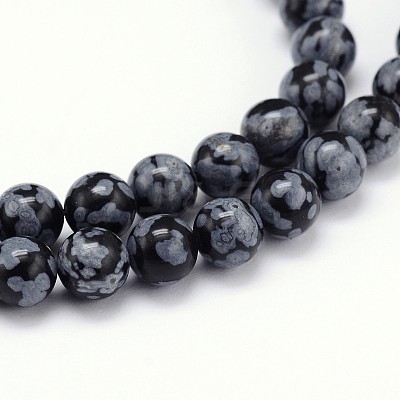 Natural Snowflake Obsidian Round Bead Strands G-J303-09-8mm-1