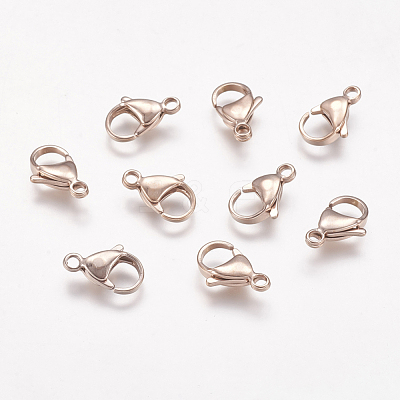 Ion Plating(IP) 304 Stainless Steel Lobster Claw Clasps STAS-P185-15-RG-1