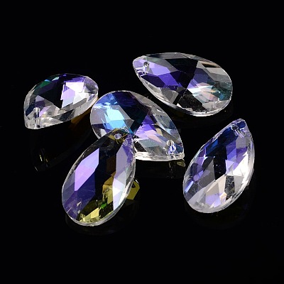 Faceted Teardrop Glass Pendants GLAA-O008-B02-1