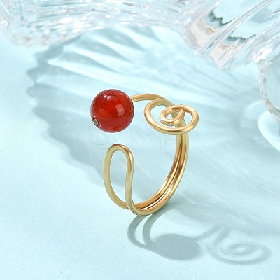 Natural Carnelian Cuff Open Rings RJEW-JR01071-01-1
