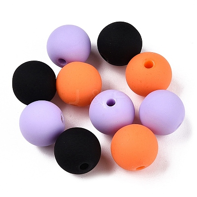 Rubberized Style Imitated Silicone Acrylic Beads MACR-T048-01B-05-1