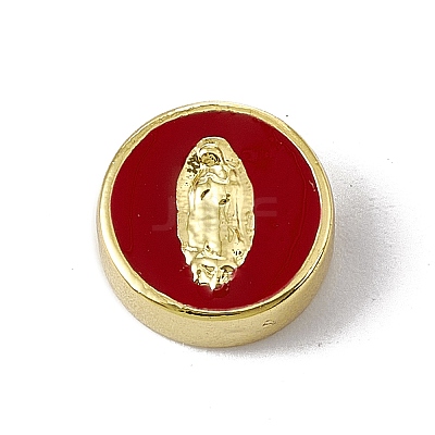 Real 18K Gold Plated Brass Enamel Beads KK-A170-02G-01-1