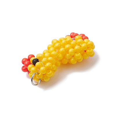 Handmade Glass Seed Beaded Duck Pendants PALLOY-MZ00404-1